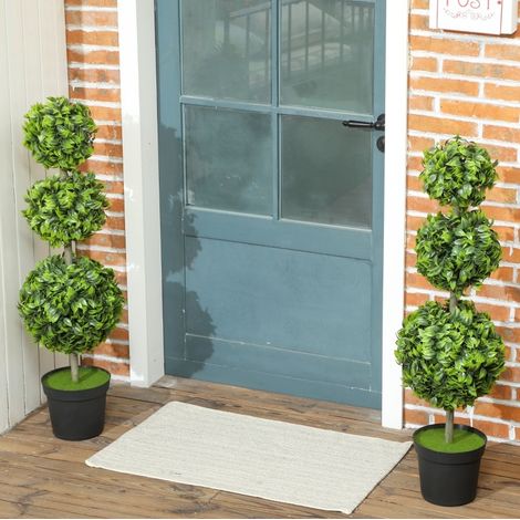 Plantas artificiales en maceta 100 cm, plástico verde UV interior/exterior, lote de 2 – MEUBLIV (1/5)