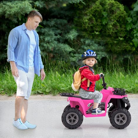 Quad électrique enfant rose 6 V avec marche avant et arrière, phares LED, lecteur MP3 et panier pour jardin, cour et plein air (1/5)