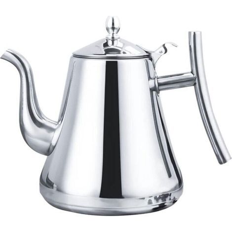 Vitdipy – Teekanne – 2 Liter – Mit Filter – Doppelwandige Teekanne – Edelstahl-Teekanne – Kaffeemaschine – Herdkanne – Hochglanzpoliert – Silber (1/5)