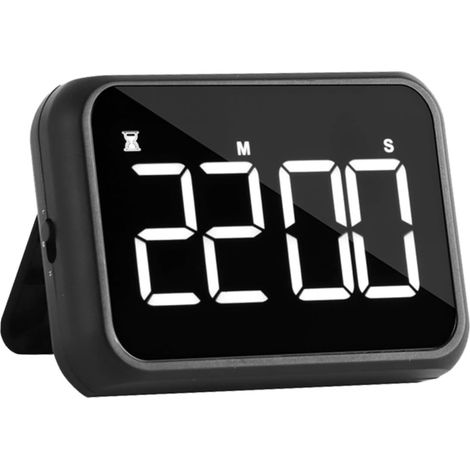 Minuteur de Cuisine Magnétique Rechargeable avec Grand Écran LED Alarme Portable Multifonction pour Cuisson et Décompte