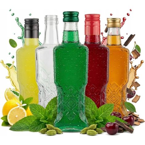 5 bottiglie ucraine da 200 ml + tappo per liquori, vino, alcol, sciroppo, succo 0,2 l (1/5)