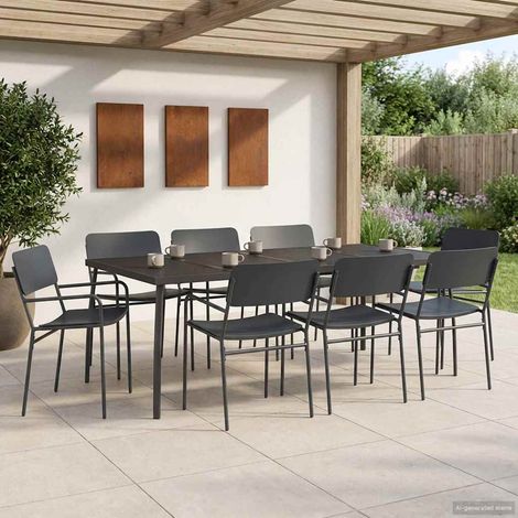 vidaXL Conjunto de comedor 7 uds. Antracita Acero (1/5)