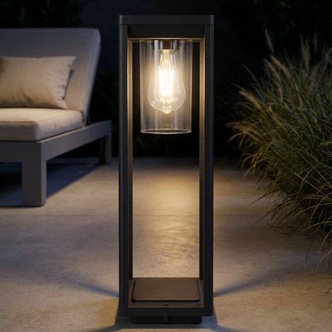 Außenlampe Stehleuchte Standlampe Garten Aluminium schwarz IP44, Druckguss, 1x E27 Fassung, LxBxH 15x15x50 cm