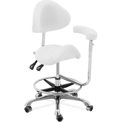 Taburete de estética con un reposabrazos - 51 - 61 cm - 150 kg - Blanco (1/5)