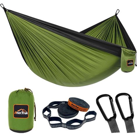 Camping Hammock, hamac de Voyage en Nylon Super léger et Portable avec Deux Sangles d'arbre, pour Le Camping, la randonnée et Le Sac à Dos (1/5)
