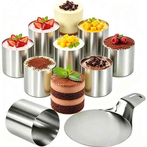 Lot De 8 Anneaux À Dessert Ronds En Acier Inoxydable Cercle A Patisserie Cercle A Tarte Patisserie Moule A Tarte Emporte Piece Patisserie Emporte Piece Rond 5 Cm Avec Base De 12 Cm (1/5)