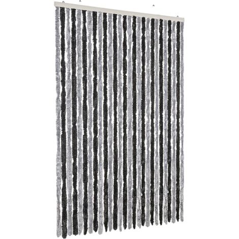 Rideau anti-mouches gris et noir 118x220 cm chenille CFW65129 (1/5)