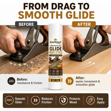 KineShineX Holzbearbeitungswerkzeug-Schmierstift aus Bienenwachs, 10 g – Glättet Handsägen und Hobel, reduziert den Widerstand (1/4)