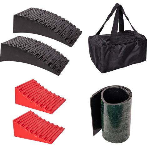 32cm x 6cm Set of 2 Red & Black Plastic Heavy Duty RV Campervan Leveller with Carry Case (1/5)
