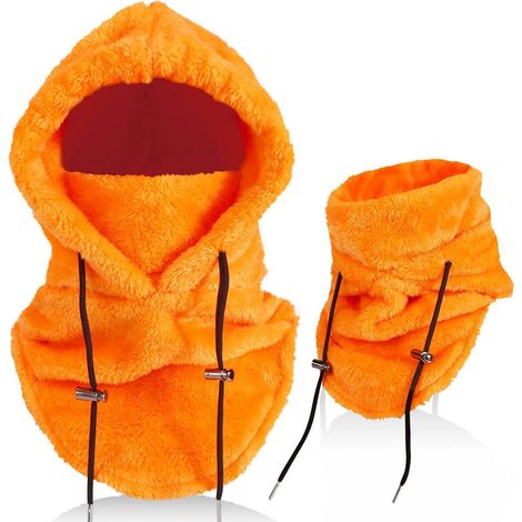 Winter Sturmhaube Fleece Orange Unisex mit Nackenwärmer Winddicht (1/5)