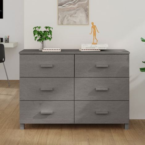 Sideboard HAMAR Hellgrau 113x40x80 cm Massivholz Kiefer (1/5)