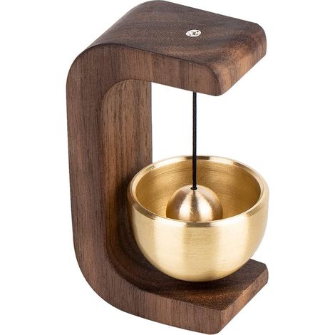 Decorative Golden Bell Door Opener, Magnetic Wooden Bell with Brass Bell, Hanging Chime Ideal for Wall, Cabinet, Refrigerator and Shop Decoration (1/5)