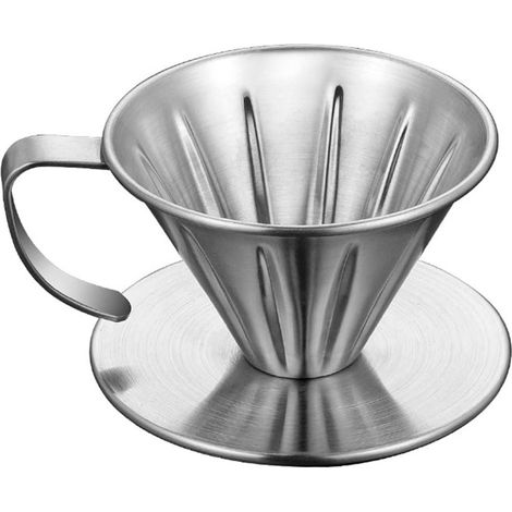 Filtre à café réutilisable en acier inoxydable pour tasses, carafes et serveurs. Cône à café portable et facile à nettoyer pour la maison, le bureau et les voyages