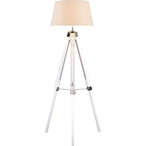 Premier Housewares Floor Lamp Contemporary Floor Lamps For Living Room Reading Light With Tripod Base White Metal Standing Lamp 48 x 48 x 144 (1/5)