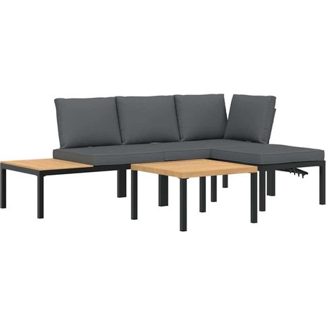 Maison Exclusive - Set Divani da Giardino 4 pz con Cuscini in Alluminio Nero