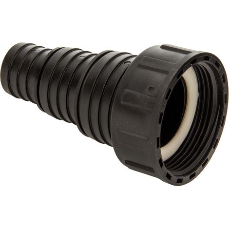 tecuro Verschraubung mit Schlauchtülle Ø 25/32/40 x ÜWM 1 1/2 Zoll, Dichtung EPDM, PP schwarz (1/5)