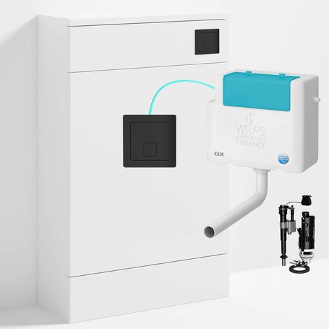 Gloss White 500 x 200mm Back to Wall WC Unit with Concealed Toilet Cistern Set - Side Entry (1/4)