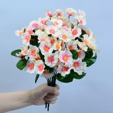 Bouquet de 18 têtes d'hortensia artificielles en soie pour décoration de mariage, accessoires de photographie, maison, fête, centre de table, tige métallique robuste, arrangement floral (1/5)