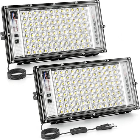 Projecteur extérieur LED lot de 2, 100W Spot LED Extérieur IP65 étanche projecteur led blanc froid, Eclairage Exterieur pour jardin,cour,Garage (1/5)
