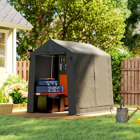 Tente garage Tente d’équipement hydrofuge barre anti-sécurité Porte zippée Toit à pignon - Dimensions: 2,3x1,9 m - Couleur: Gris foncé