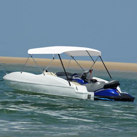Auvent bimini bateau 4 arceaux en polyester enduit PU blanc 243 x (230-244) x 137 cm - PANGIVO (1/5)