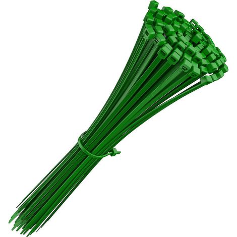 Colliers de serrage 200 mm x 4,8 mm, Colliers de serrage en nylon Rilsan, Colliers de serrage 200 mm, Couleur verte, Lot de 100 pièces (1/5)