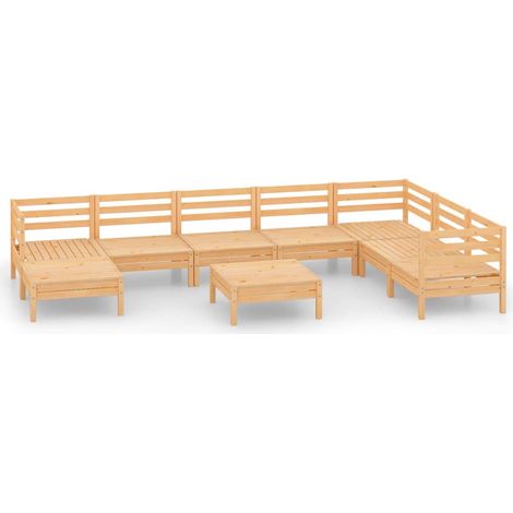 Maison Exclusive - 9-tlg. Garten-Lounge-Set Massivholz Kiefer (1/5)
