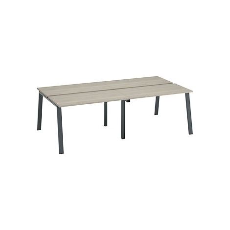 Pôle de 4 bureaux droits chêne gris L 120 x P 60 cm, piétement métal anthracite - Arch - Maxiburo