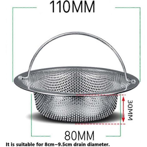 Set aus 2 verbesserten Edelstahl-Küchenspülensieben mit Hebegriff, rostfrei und verstopfungsresistent.