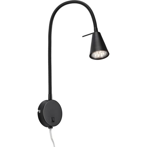 LED Leselampe mit Schalter, schwenkbar, rund, GU10, 400lm, warmweißes Licht, Wandleuchte, Wandlampe, Bettlampe, Lampe Bett, Leselicht, 45 cm,Schwarz