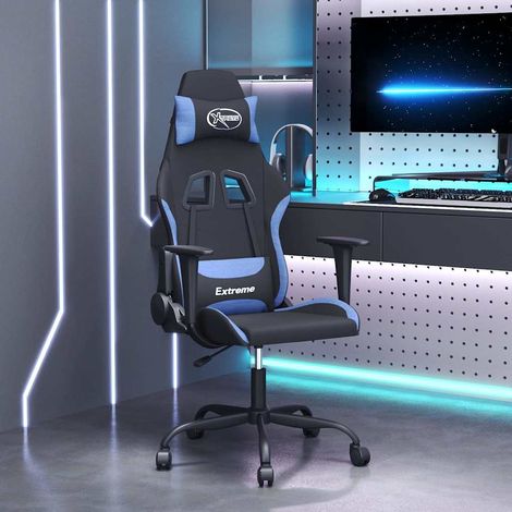 Chaise de bureau pivotant Fauteuil gamer - Chaise d'ordinateur Noir et bleu Tissu BonneVie-84030 (1/5)