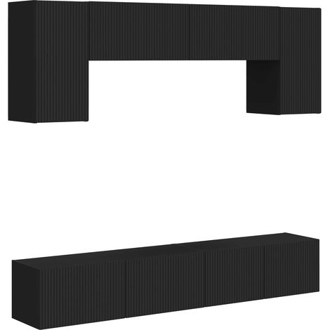Ensemble meuble TV 4 pc Noir Bois d'ingénierie vidaXL (1/5)