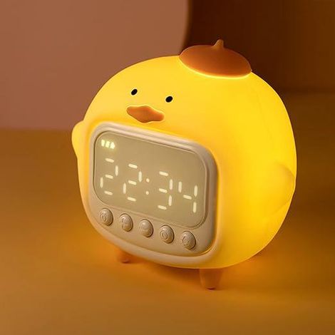 Réveil en forme de canard (jaune), veilleuse mignonne, veilleuse en silicone à luminosité réglable pour chambre à coucher (1/5)