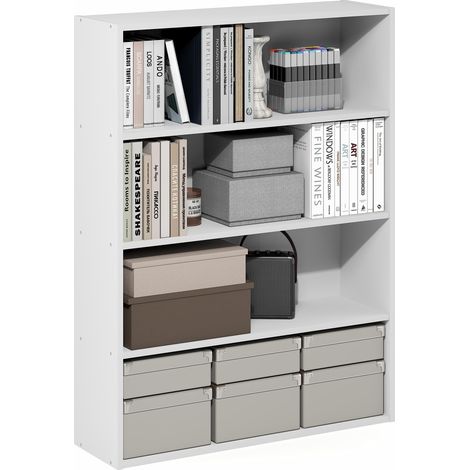 Étagère, bibliothèque à 4 Niveaux avec étagère Ouverte, 9,3 x 31,3 x 41,8 cm, idéale pour Le Bureau ou Le Salon, Blanche (1/5)