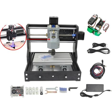 Machine CNC Mini DIY, 3 Axes, Design Compact, Avec laser de 5,5 W (1/2)