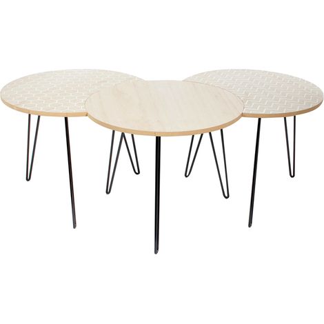 Ensemble de 3 tables d'appoint design scandinave en demi-lune (1/5)