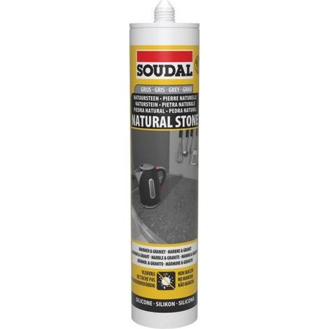 Soudal – Mastic silicone neutre pour pierre naturelle – Cartouche 290 ml – Résistant aux UV et moisissures – Application facile sur marbre et granit
