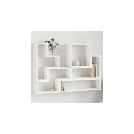Étagère murale blanc 96x12x64 bois d’ingénierie (1/5)