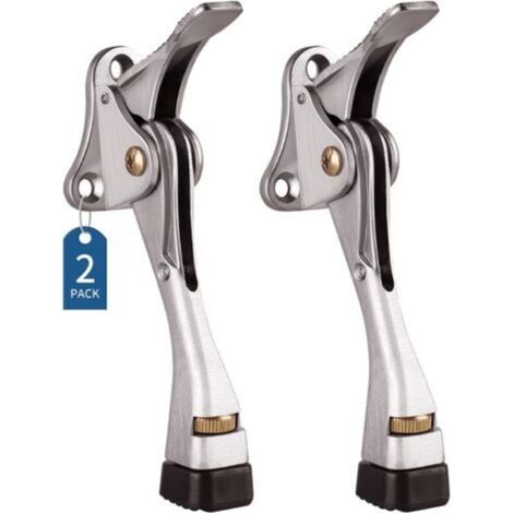 Butée de porte, lot de 2 butées de porte à enfoncement avec hauteur réglable en une seule touche et embout en caoutchouc 4 pouces, butées de porte robustes, support de porte, bas de porte