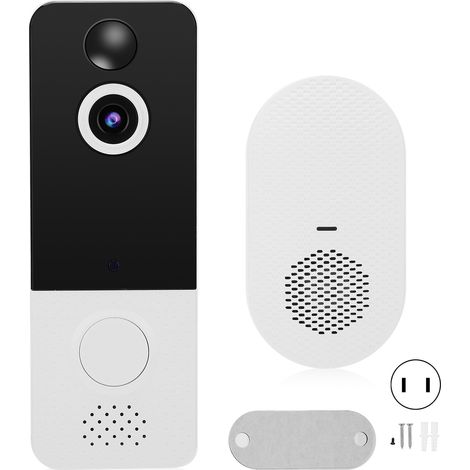 Sonnette vidéo WiFi 1080P, vision nocturne PIR, application à distance avec carillon Ding Dong pour villa, maison, bureau, appartement, 100-240V prise US (1/5)