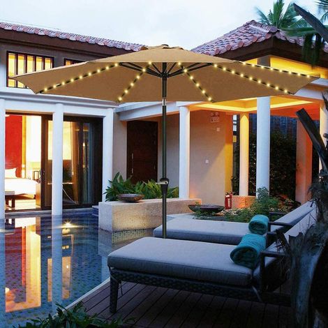 Lot d'éclairage LED pour parasol extérieur avec télécommande et 10 attaches, lampe de terrasse, décoration jardin. (1/5)