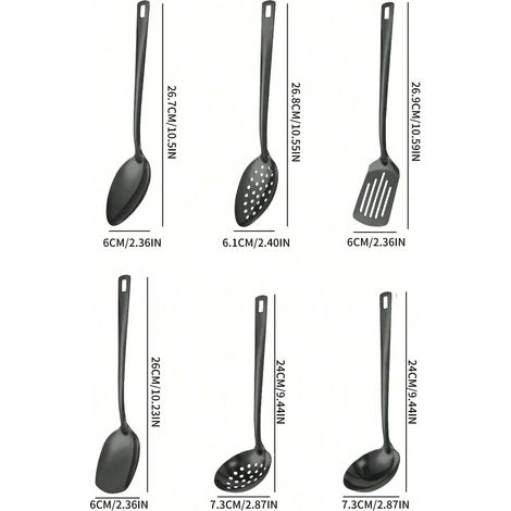 6 Pcs d'ustensiles de service en acier inoxydable noir : Set composé d'une cuillère à soupe et d'une fourchette, adapté pour buffets d'hôtels ou comme cadeau (1/4)