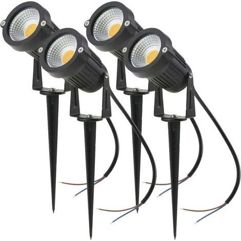 Lot de 4 spots LED COB 5 W. orientables 220 V. avec piquet. éclairage extérieur. jardin. terrasse (blanc) (1/4)
