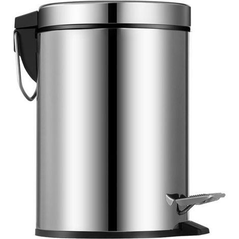 Petite poubelle en acier inoxydable avec couvercle et pédale – Corbeille à déchets de 3 litres avec seau intérieur amovible (6 pièces) (1/4)