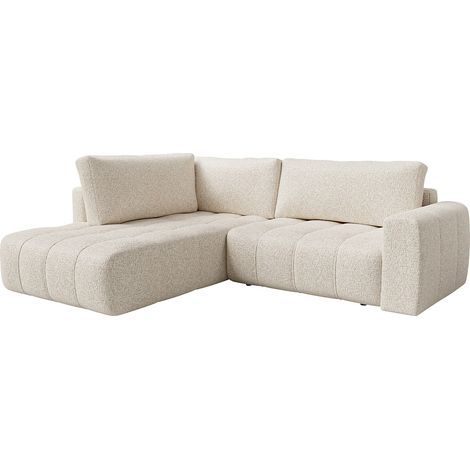Divano angolare sinistro in tessuto mélange beige LORIONA (1/4)