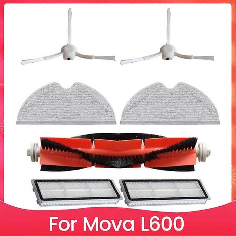 Accessoires pour aspirateur robot Mova L600 : pièces de rechange, brosse principale, filtre HEPA et chiffon de nettoyage. (1/5)