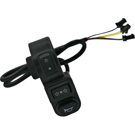 Accessoires pour trottinettes électriques : interrupteur multifonction noir à trois fonctions, universel et haut de gamme. (1/5)