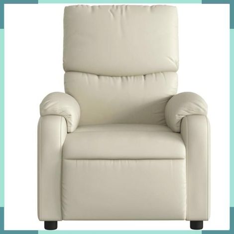 373435 Fauteuil Inclinable Similicuir Crème 75x99x99cm Mousse Polypropylène 110kg (1/5)