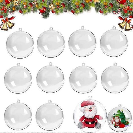 Boules de Noël transparentes, boules transparentes à remplir, décoration pour sapin de Noël, 10 boules de Noël (AAA) (1/5)