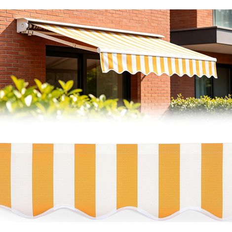 Bandes en Tissu Ondulé pour Auvent,3mx20cm Tissu de Remplacement pour Auvent,Imperméable et Résistant aux UV,pour Balcon,Jardin,Terrasse (Rayures Jaunes) (1/5)